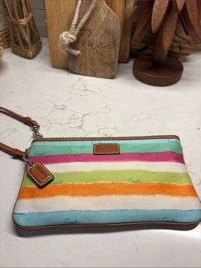 Coach Wristlet Water Color Stripe